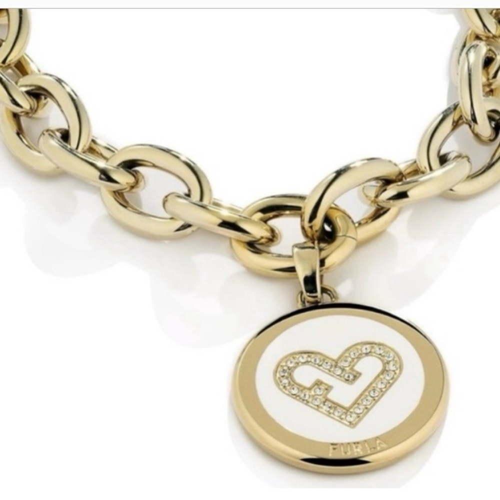 Furla Gold Bracelet with Heart Pendant